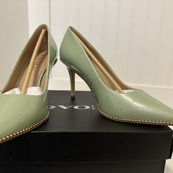 Coach Waverly Beaded Trim Pump Size 8 Pale Pistachio heels stiletto EUC / Box - Picture 5 of 6